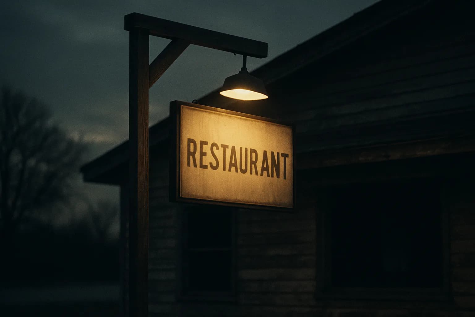 Une enseigne de restaurant en bord de route rallumée à la nuit par des mains successives, chaque nouveau propriétaire découvrant la salle plus vide que le précédent, métaphore d'une notoriété qui épuise ceux qui la rachètent
