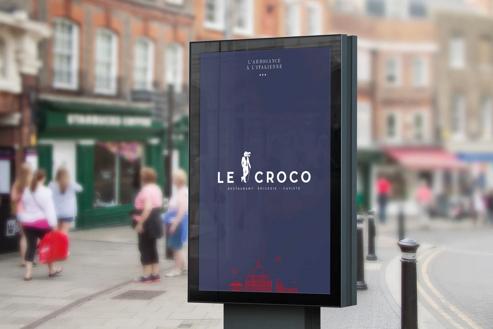 Le Croco : affiche en mobilier urbain, mise en situation