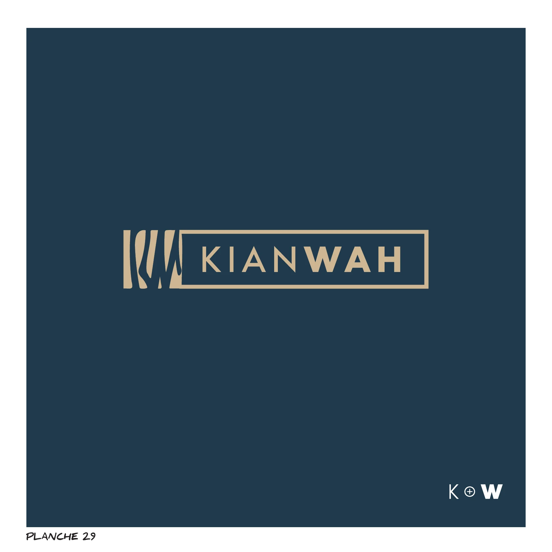 Kian Wah : signature abricot sur fond bleu, planche 29